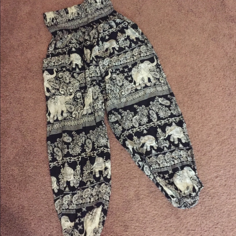 Black & white elephant pants